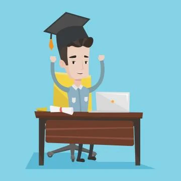 Student using laptop for education Stock Illustration