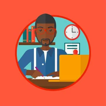 Student using laptop for education Illustrazione stock