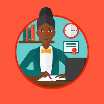 Student using laptop for education Stock Illustration