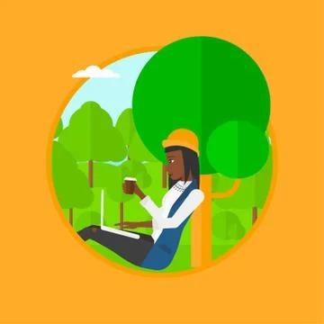 Student using laptop for education Stock Illustration