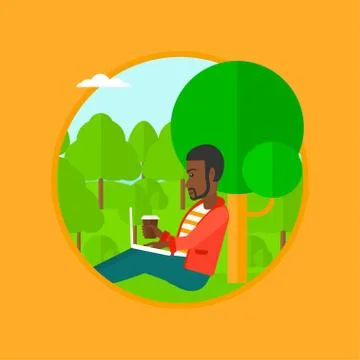 Student using laptop for education Stock Illustration