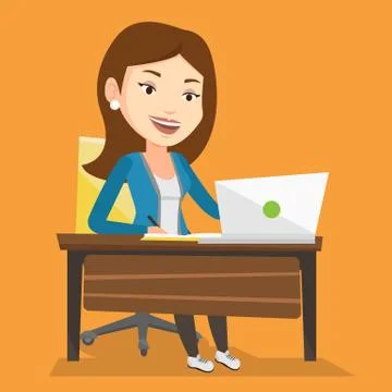 Student using laptop for education Stock Illustration