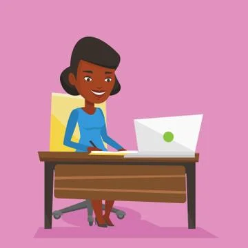 Student using laptop for education Stock Illustration