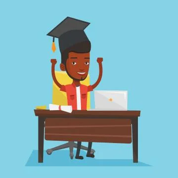 Student using laptop for education Illustrazione stock