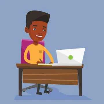 Student using laptop for education Stock Illustration