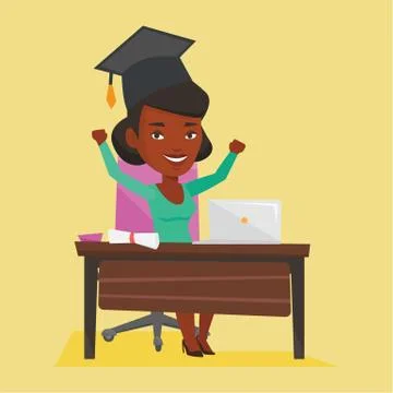 Student using laptop for education Stock Illustration