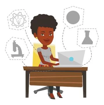 Student using laptop for education Illustrazione stock