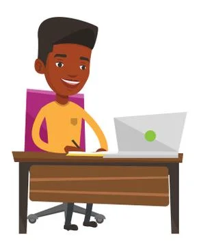 Student using laptop for education 스톡 일러스트