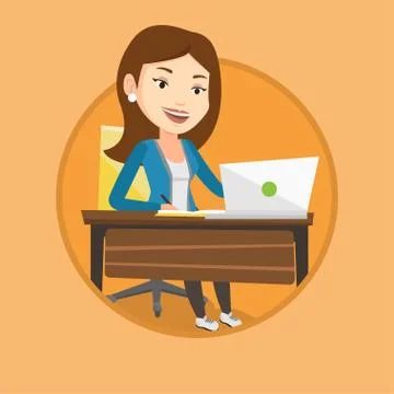 Student using laptop for education Stock Illustration