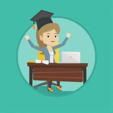 Student using laptop for education 스톡 일러스트