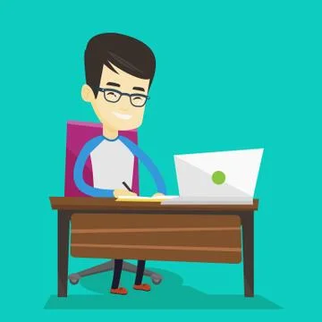 Student using laptop for education Illustrazione stock