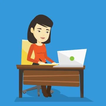 Student using laptop for education Stock Illustration