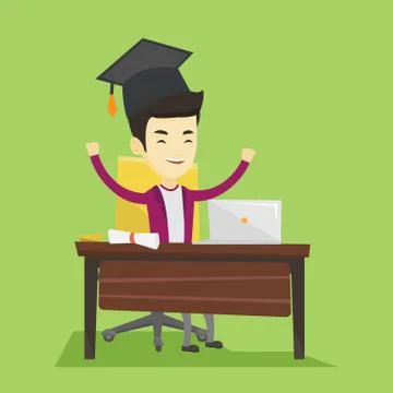 Student using laptop for education Illustrazione stock
