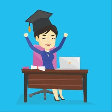 Student using laptop for education Illustrazione stock