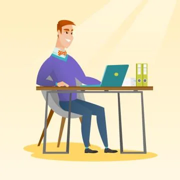 Student using laptop for education Stock Illustration
