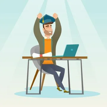 Student using laptop for education Illustrazione stock