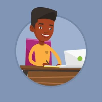 Student using laptop for education イラスト素材