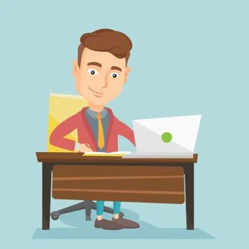 Student using laptop for education Stock Illustration