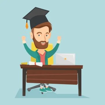 Student using laptop for education Illustrazione stock
