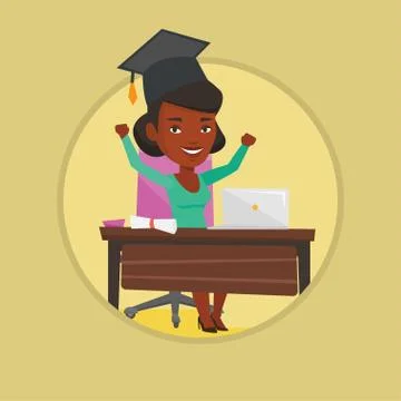 Student using laptop for education Stock Illustration