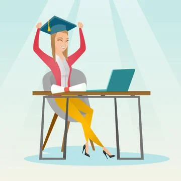 Student using laptop for education Illustrazione stock