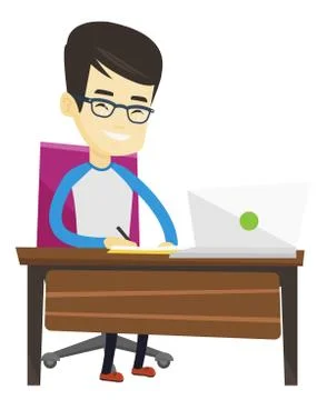 Student using laptop for education Stock Illustration