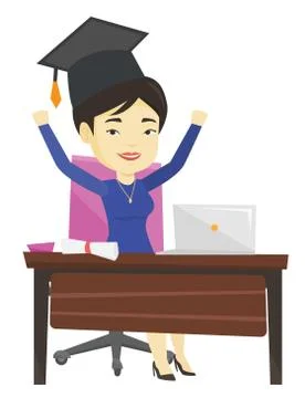 Student using laptop for education Illustrazione stock