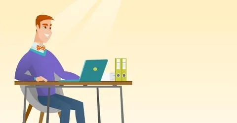 Student using laptop for education Stock Illustration