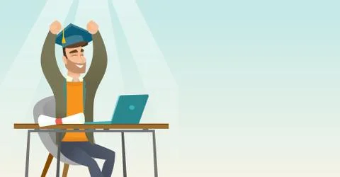 Student using laptop for education 스톡 일러스트