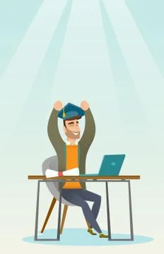 Student using laptop for education Illustrazione stock