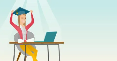 Student using laptop for education Illustrazione stock