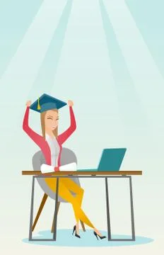 Student using laptop for education Illustrazione stock