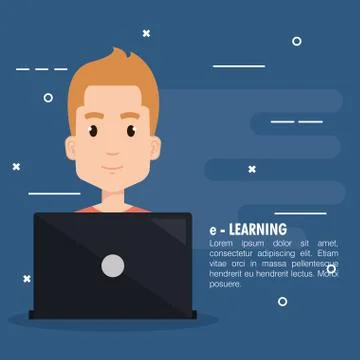 Student using laptop electronic education Stock Illustration