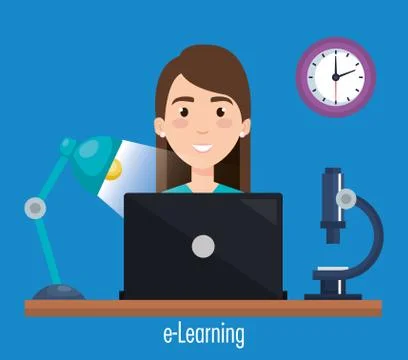 Student using laptop electronic education Stock Illustration