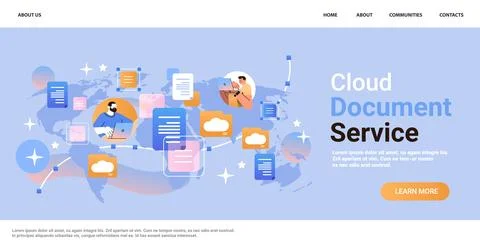 Student using laptop homework submission cloud document service e-learning Illustrazione stock