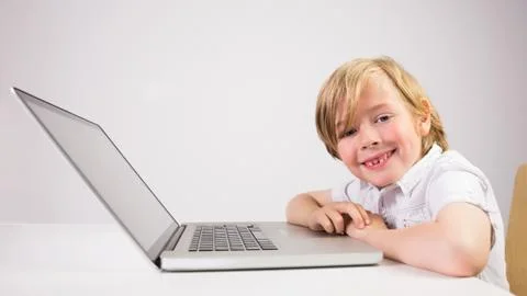 Student using a laptop pc 스톡 사진