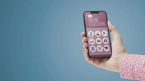 Student using online learning apps Stock Photos