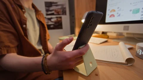 Student Using Smartphone App for Online Learning and Education Stock Footage 340801703