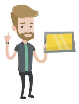 Student using tablet computer vector illustration Stock Illustration