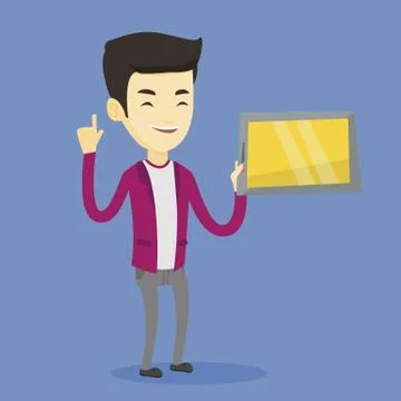 Student using tablet computer vector illustration イラスト素材