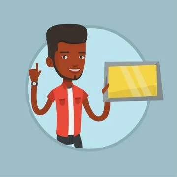 Student using tablet computer vector illustration 스톡 일러스트