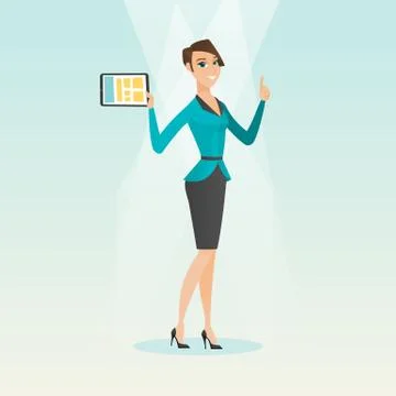 Student using tablet computer vector illustration Stockillustratie