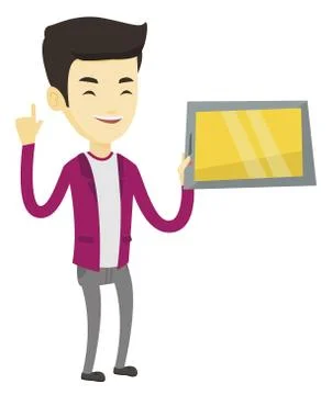 Student using tablet computer vector illustration Illustrazione stock