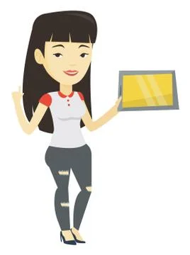Student using tablet computer vector illustration Stock Illustration