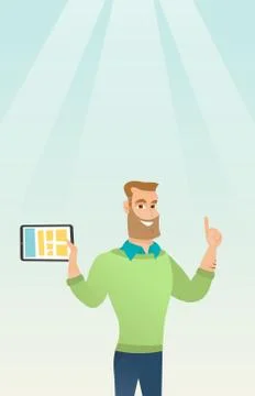 Student using tablet computer vector illustration Stock Illustration