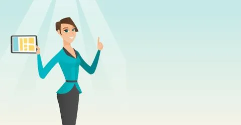 Student using tablet computer vector illustration Illustrazione stock