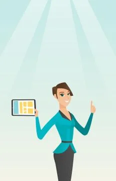 Student using tablet computer vector illustration 스톡 일러스트