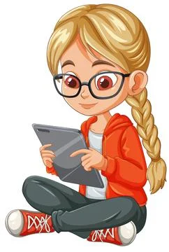 Student Using Tablet for Learning Stockillustratie