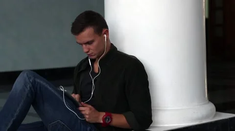 Student is using tablet PC and smiling Stock Footage 54267354