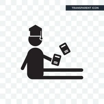 Student vector icon isolated on transparent background, Student logo design Free Stock Illustration